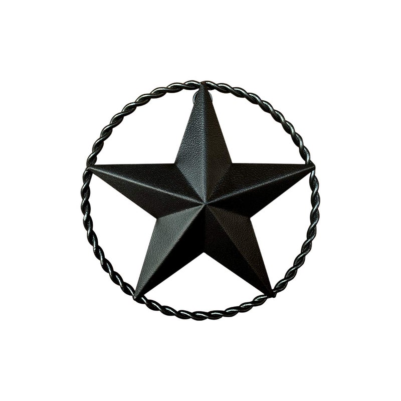 EcoRise Dark Bronze Metal Wall Star Barn Star, Rustic Western Wall Art, 9" Twisted Rope - Image 1